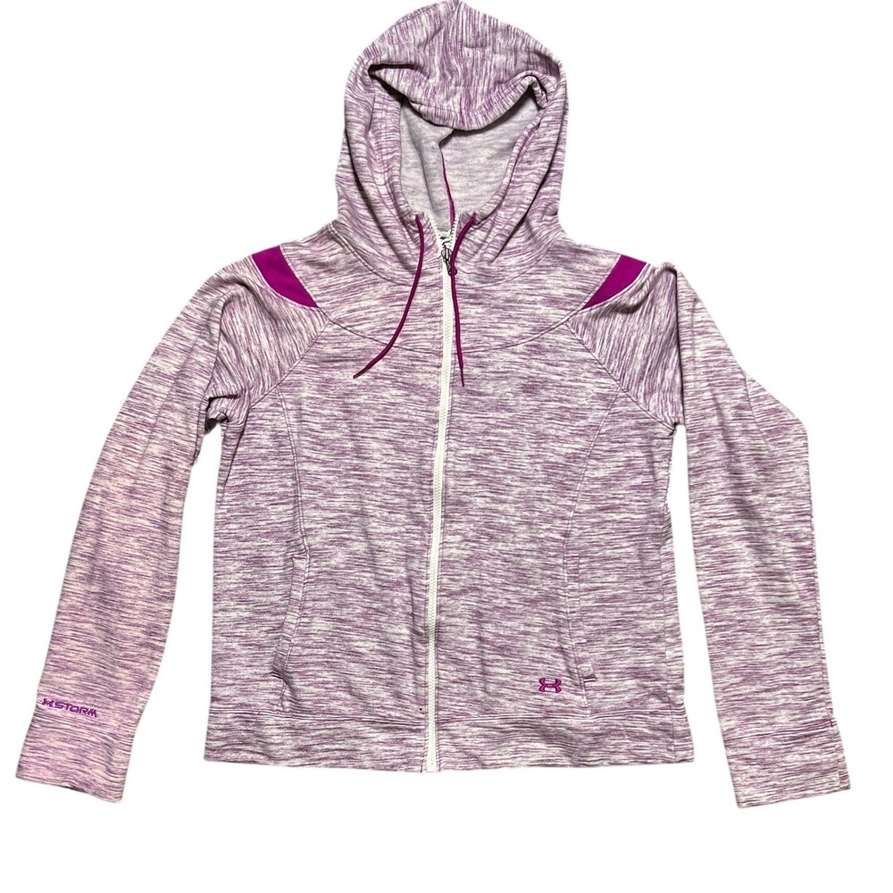 Under Armour Cold Gear Storm Hoodie Purple Athletic Full‎ Zip Jacket Large Layer